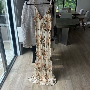Reformation Cream Floral Maxi Dress